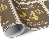 Elegant, bruin, Faux Gold 24th Birthday + naam Cadeaupapier (Rol Hoek)
