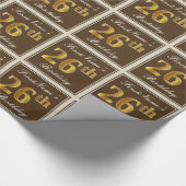 Elegant, bruin, Faux Gold 26th Birthday + naam Cadeaupapier (Hoek)