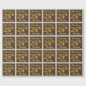 Elegant, bruin, Faux Gold 26th Birthday + naam Cadeaupapier (Vlak)