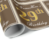 Elegant, bruin, Faux Gold 29th Birthday + naam Cadeaupapier (Rol Hoek)