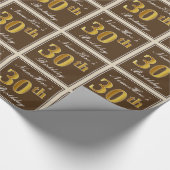 Elegant, bruin, Faux Gold 30th Birthday + naam Cadeaupapier (Hoek)