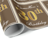 Elegant, bruin, Faux Gold 30th Birthday + naam Cadeaupapier (Rol Hoek)