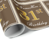 Elegant, bruin, Faux Gold 31st Birthday + naam Cadeaupapier (Rol Hoek)