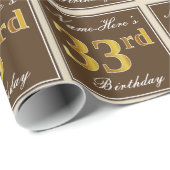 Elegant, bruin, Faux Gold 33rd Birthday + naam Cadeaupapier (Rol Hoek)