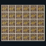 Elegant, bruin, Faux Gold 40th Birthday   naam Cadeaupapier<br><div class="desc">Dit eenvoudige en elegante wikkelpapierontwerp heeft een gepersonaliseerde boodschap zoals "Name-Here’s 40th Birthday" (met de "40th" met een faux/imitatie goud-achtige kleurlook) binnen een bruin gekleurd vierkant met een eenvoudige randomtrek. De naam is in een elegante wit-gekleurde script-achtige tekst, en kan worden aangepast. Dit soort inpakpapier kan misschien gebruikt worden om...</div>