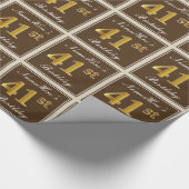 Elegant, bruin, Faux Gold 41st Birthday + naam Cadeaupapier (Hoek)