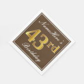 Elegant Bruin, Faux Gold 43ste verjaardag + naam Servet (Hoek)