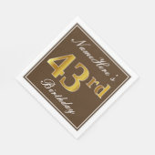 Elegant Bruin, Faux Gold 43ste verjaardag + naam Servet (Hoek)