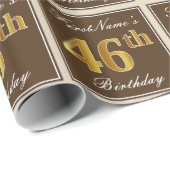 Elegant, bruin, Faux Gold 46th Birthday + naam Cadeaupapier (Rol Hoek)