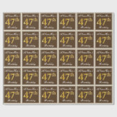 Elegant, bruin, Faux Gold 47th Birthday + naam Cadeaupapier (Vlak)