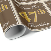 Elegant, bruin, Faux Gold 47th Birthday + naam Cadeaupapier (Rol Hoek)