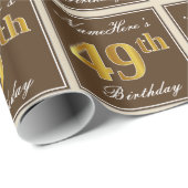 Elegant, bruin, Faux Gold 49th Birthday + naam Cadeaupapier (Rol Hoek)