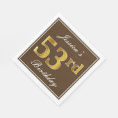 Elegant Bruin, Faux Gold 53ste verjaardag + naam Servet (Hoek)