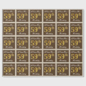 Elegant, bruin, Faux Gold 59th Birthday + naam Cadeaupapier (Vlak)