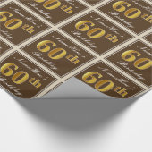 Elegant, bruin, Faux Gold 60th Birthday + naam Cadeaupapier (Hoek)
