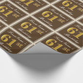 Elegant, bruin, Faux Gold 61st Birthday + naam Cadeaupapier (Hoek)