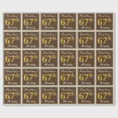 Elegant, bruin, Faux Gold 67th Birthday + naam Cadeaupapier (Vlak)