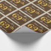 Elegant, bruin, Faux Gold 69th Birthday + naam Cadeaupapier (Hoek)