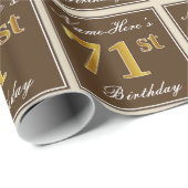 Elegant, bruin, Faux Gold 71st Birthday + naam Cadeaupapier (Rol Hoek)
