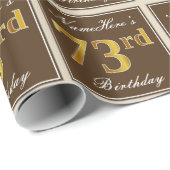 Elegant, bruin, Faux Gold 73rd Birthday + naam Cadeaupapier (Rol Hoek)