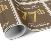 Elegant, bruin, Faux Gold 77th Birthday + naam Cadeaupapier (Rol Hoek)