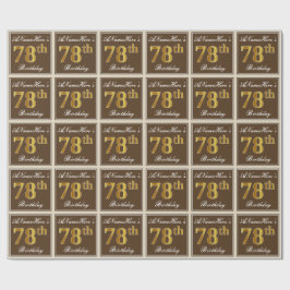 Elegant, bruin, Faux Gold 78th Birthday + naam Cadeaupapier