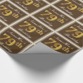 Elegant, bruin, Faux Gold 79th Birthday + naam Cadeaupapier (Hoek)