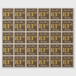 Elegant, bruin, Faux Gold 83rd Birthday + naam Cadeaupapier