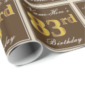 Elegant, bruin, Faux Gold 83rd Birthday + naam Cadeaupapier (Rol Hoek)