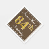 Elegant Bruin, Faux Gold 84ste verjaardag + naam Servet (Hoek)