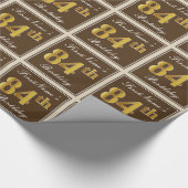 Elegant, bruin, Faux Gold 84th Birthday + naam Cadeaupapier (Hoek)