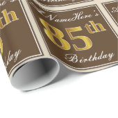 Elegant, bruin, Faux Gold 85th Birthday + naam Cadeaupapier (Rol Hoek)