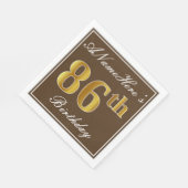 Elegant Bruin, Faux Gold 86e verjaardag + naam Servetten (Hoek)