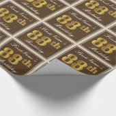 Elegant, bruin, Faux Gold 88th Birthday + naam Cadeaupapier (Hoek)