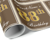 Elegant, bruin, Faux Gold 88th Birthday + naam Cadeaupapier (Rol Hoek)