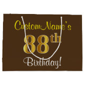 Elegant, bruin, Faux Gold 88th Birthday + naam Groot Cadeauzakje (Achterkant)