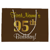 Elegant, bruin, Faux Gold 95th Birthday + naam Groot Cadeauzakje (Achterkant)
