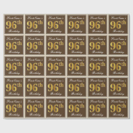 Elegant, bruin, Faux Gold 96th Birthday + naam Cadeaupapier