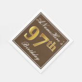 Elegant Bruin, Faux Gold 97e verjaardag + naam Servet (Hoek)