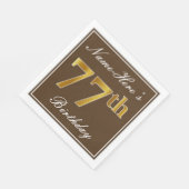 Elegant Bruin, Faux Goud 77e Verjaardag + Naam Servetten (Hoek)