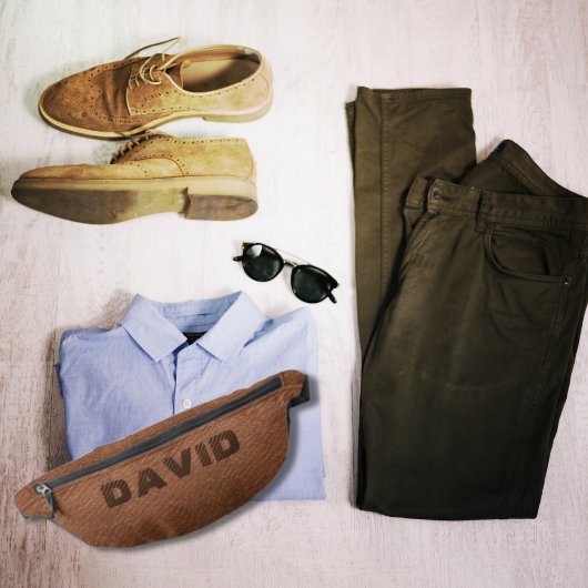 Elegant bruin faux leder gepersonaliseerd heuptasje