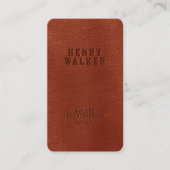 Elegant Bruin Faux Vegan Leder Visitekaartje (Voorkant)