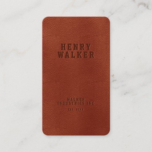 Elegant Bruin Faux Vegan Leder Visitekaartje (Voorkant)