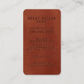 Elegant Bruin Faux Vegan Leder Visitekaartje (Achterkant)