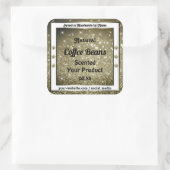 Elegant bruin glitter-productetiketten met diamant vierkante sticker (Tas)