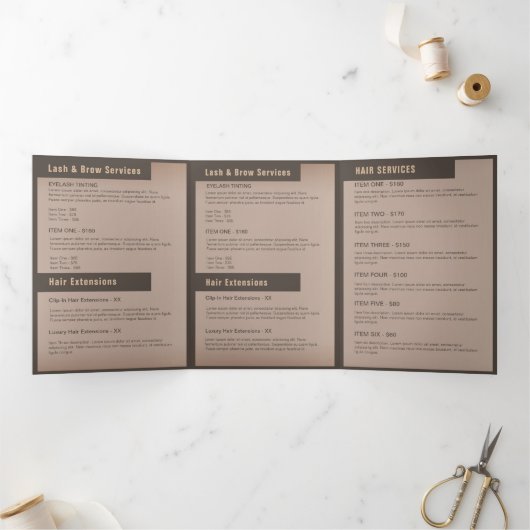 Elegant Bruin Glittery Dubbele Drips Schoonheidssa Drieluik Programma (Binnen)