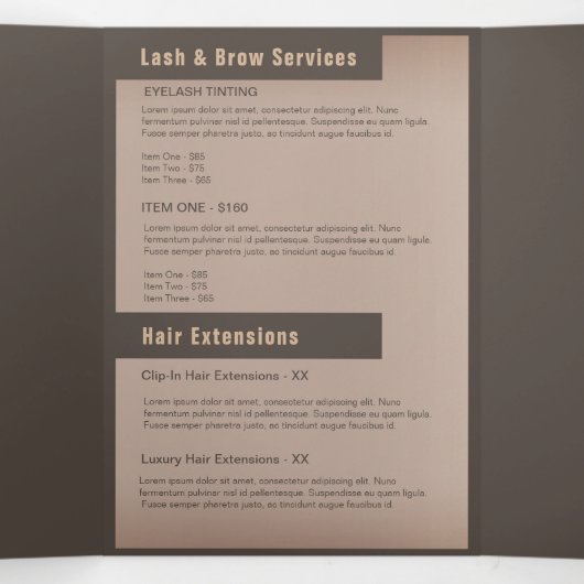 Elegant Bruin Glittery Dubbele Drips Schoonheidssa Drieluik Programma (Binnenkant midden)