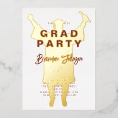 Elegant Bruin Goud Afstudeerfeest Folie Uitnodiging (Voorkant)