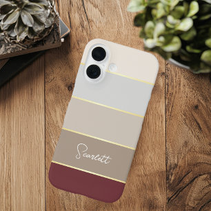Elegant bruin goud Gepersonaliseerde Kleurstrepen iPhone 16 Hoesje