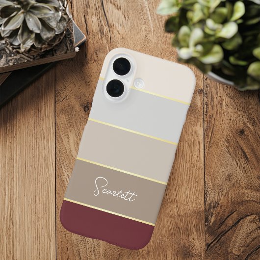 Elegant bruin goud Gepersonaliseerde Kleurstrepen Case-Mate iPhone Case
